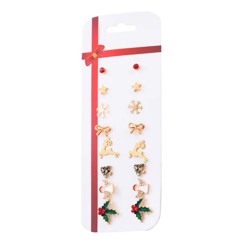 

earrings trendy 2021 Christmas Earrings set Christmas Presents 8 pairs of Moose Christmas Tree Earrings set