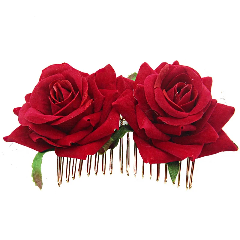 

Boho Chic Garland Double Flannel Rose Hair Clips For Women Girl Hair Band Fork Comb Hairpin Flower Jewelry Hair Accessories