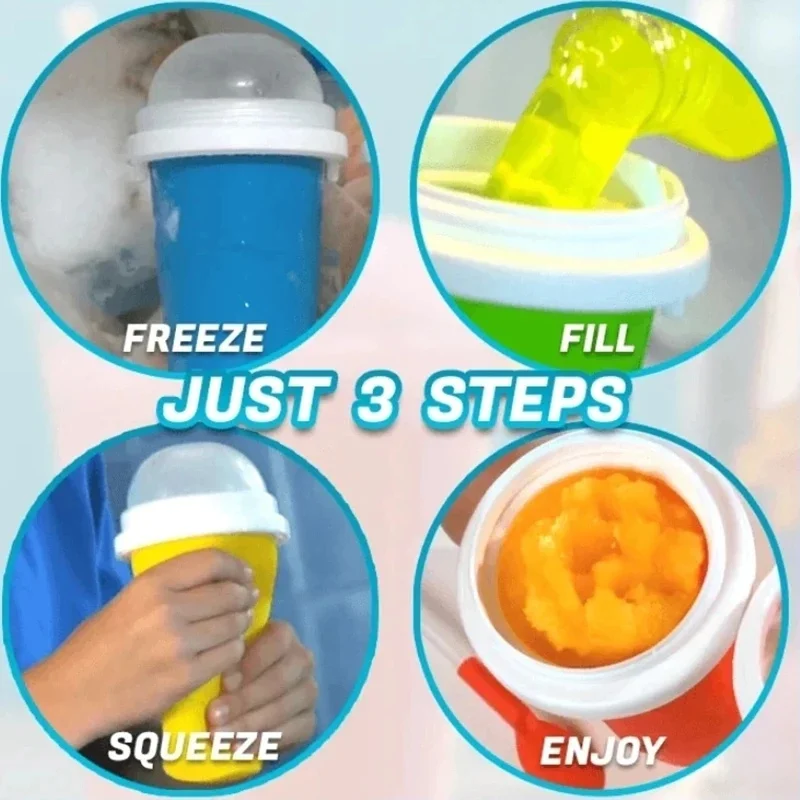 Frozen Magic Cup Slush Ice Bottle Slushy Maker Quick-Frozen Smoothies Homemade Milkshake Cream Blue/red/yellowsqueeze |