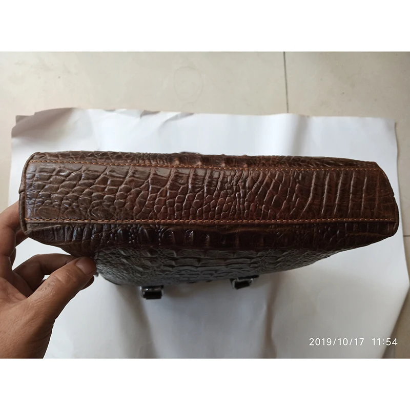 Мужской портфель из воловьей кожи с крокодиловым узором мужская деловая сумка
