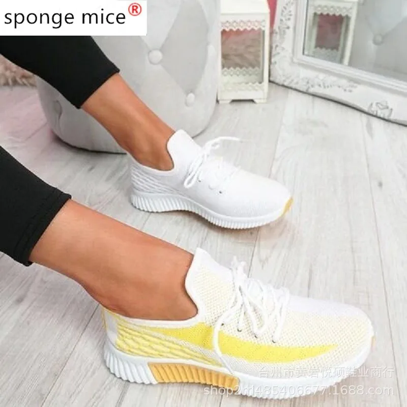 

2020 New Sneakers Women Breathable Mesh Flat Shoes Woman Lace Up Low Heels Female Comfortable Women Casual Shoes Zapatos Mujer