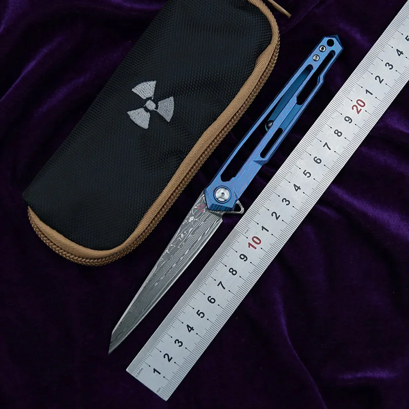 Складной нож LEMIFSHE JR7394 VG10 Дамасская сталь Титановая ручка