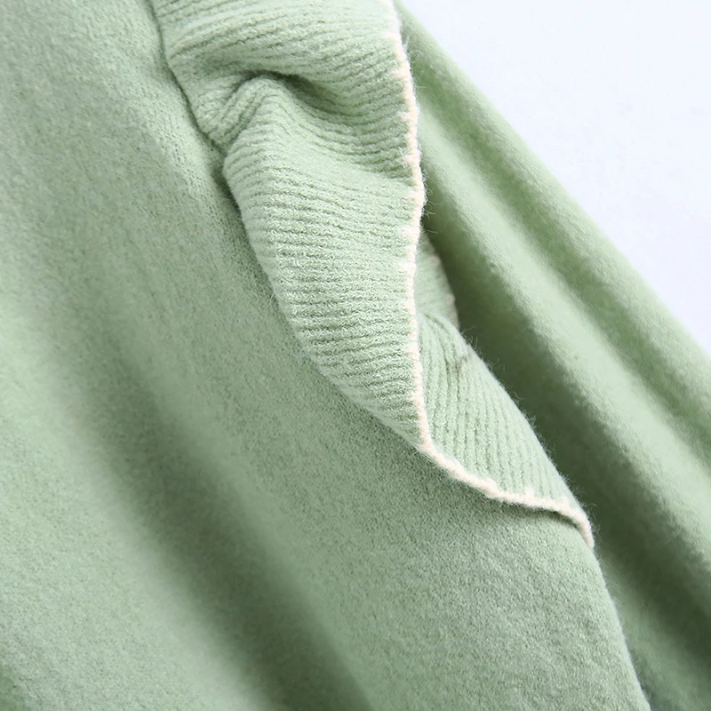 

sweater O-Neck Long sleeve knitted sweater pullover Casual new Women Autumn winter Solid color Layered decorative