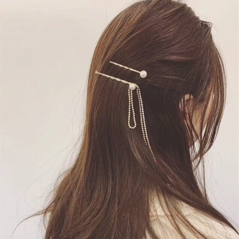 Модные металлические заколки для волос с имитацией жемчуга 2 шт./компл.
