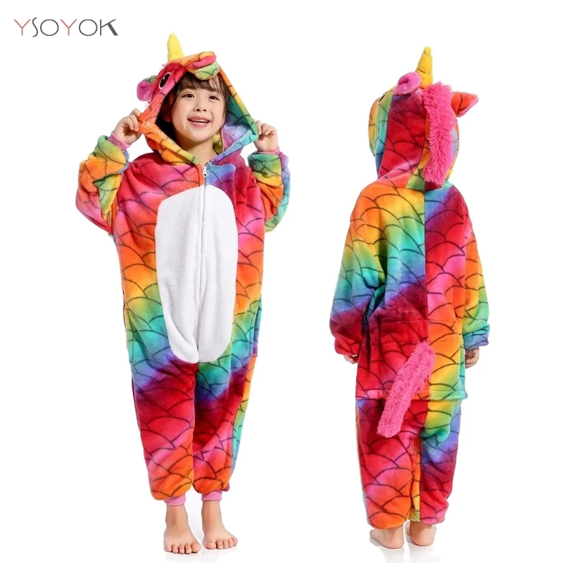 Fish scale unicorn Kuguurumi/пижамы с единорогом; детские пижамы с животными для мальчиков и девочек; костюм для малышей; Детские пижамы с единорогом; комбинезоны; зимняя одежда для сна - Цвет: Fish scale unicorn