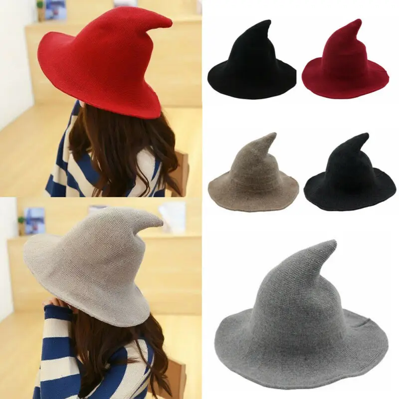1 шт. Современная шерстяная женская шляпа ведьмы на Хэллоуин из модной овечьей