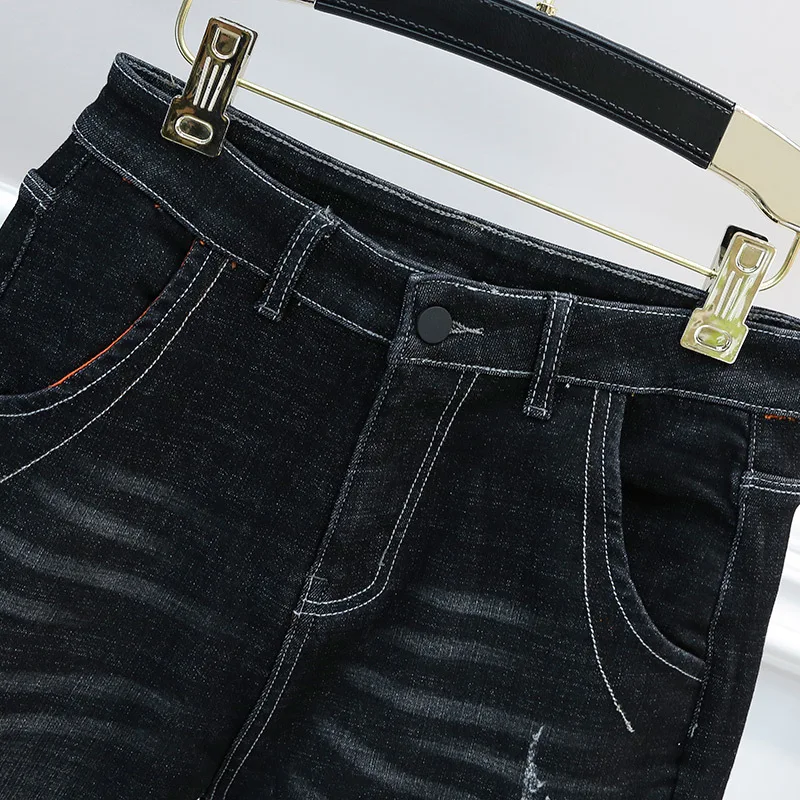 Женские зимние джинсы-бойфренды модные пикантные однотонные флисовые шаровары