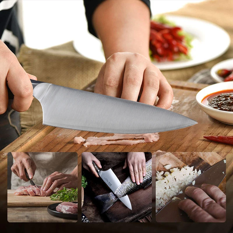 Кухонный нож шеф повара Высокоуглеродистый японский резец для мяса со стальным