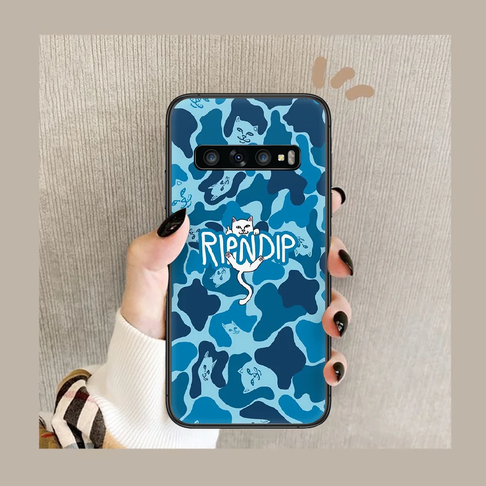 

American street style cat Phone Case Cover Hull For Samsung Galaxy S 7 8 9 10 e 20 FE edge uitra plus Note 9 10 20 black Back