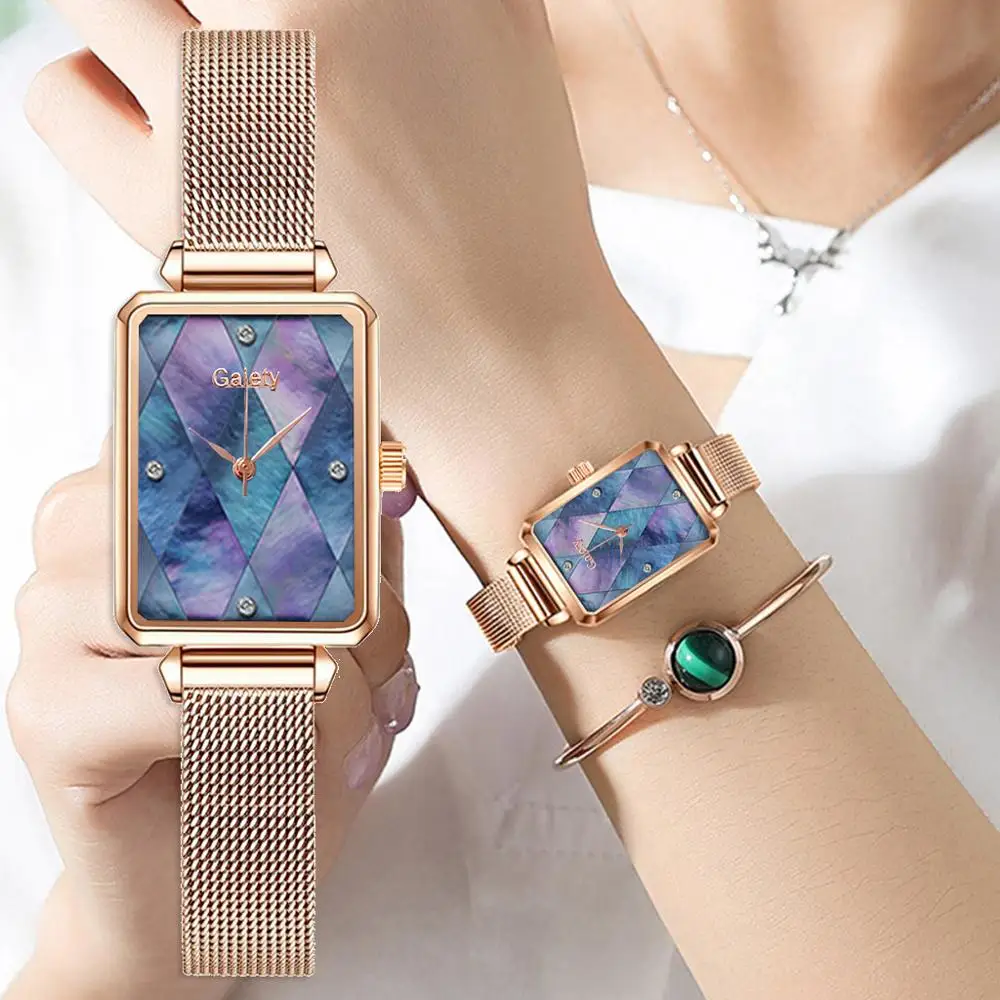 

Luxury Women Stainless Steel Mesh Watch Fashion Ladies Quartz Diamond Wristwatch Elegant Female Bracelet Watch Reloj Mujer Clock