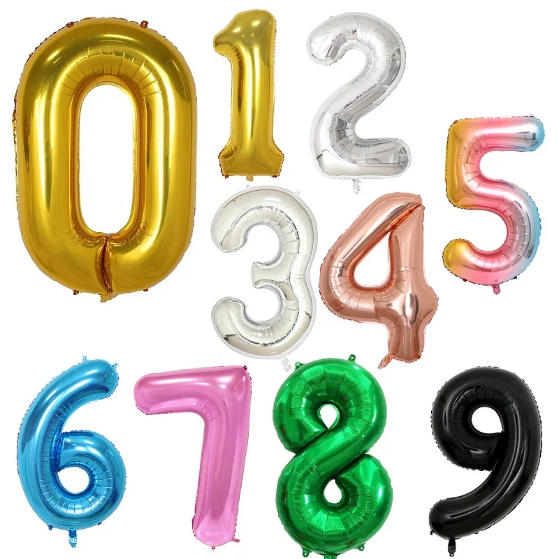 32 дюйма Фольга воздушные шары гелиевые шара с цифрой цифры Happy День рождения