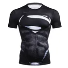 Мужская компрессионная рубашка, футболка с коротким рукавом 3D, модная динамичная Спортивная рубашка, Повседневная модная летняя брендовая новинка, 2021