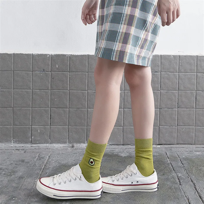 SP & CITY/5 пар в комплекте модные носки с вышивкой авокадо Женские однотонные до