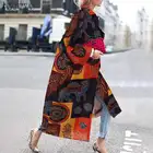 2021 ZANZEA в винтажном стиле; С принтом кардиган для женщин открытой передней хлопчатобумажное пальто женские c воротником; Повседневная Верхняя одежда с длинными рукавами размера плюс куртки