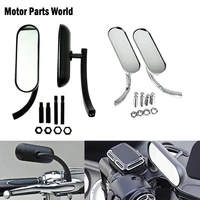 2pcs motorcycle mini oval rear view mirror 8mm10mm black chrome for harley sportster xl dyna touring softail chopper bobber