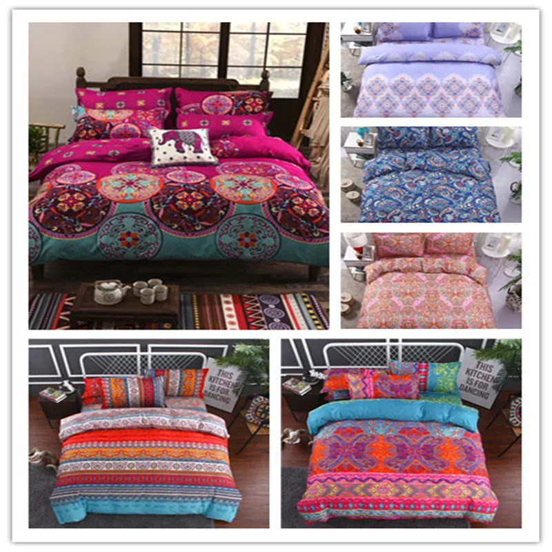 Bohemian duvet cover set Queen size 3D comforter bedding King Bedclothes 4pcs bedline wholesale hot sale | Дом и сад
