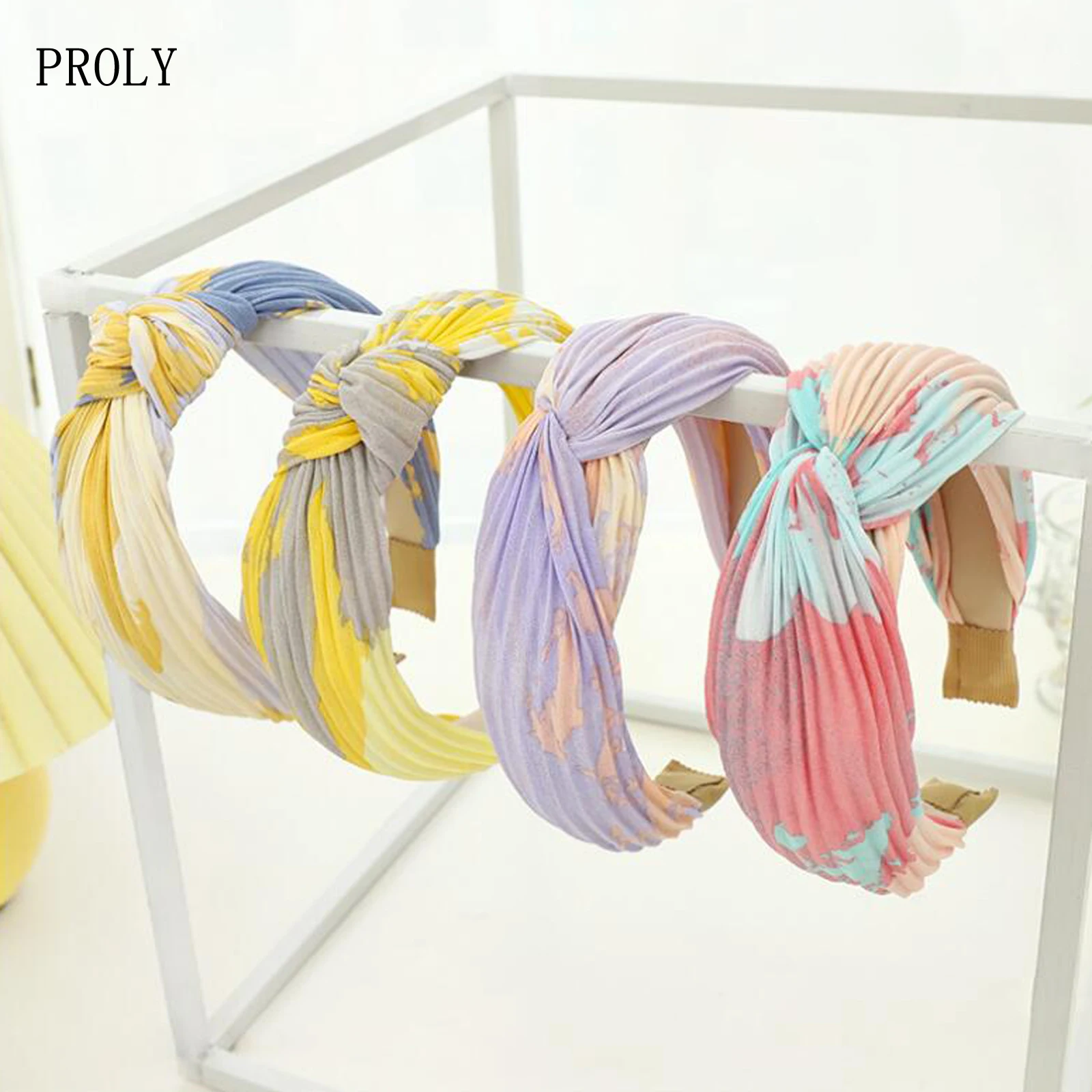 PROLY New Fashion Women Headwear Pleated Tie Dye Cloth Hairband Fresh Summer Autumn Headband Adult Hair Accessories