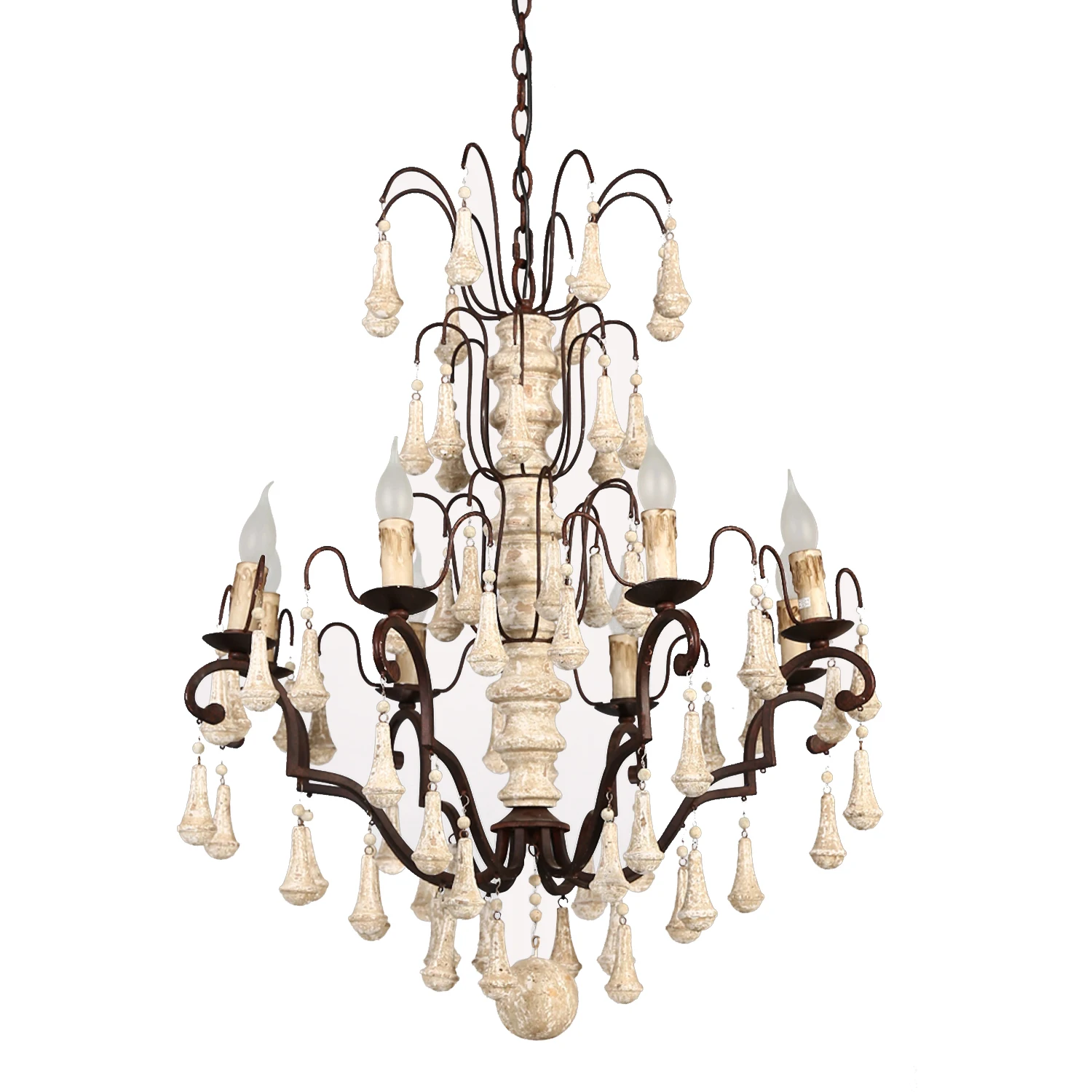 UMEILUCE американская винтажная Деревянная люстра 8 ламп Ретро Железный подвесной