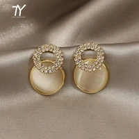 high level sense circle opal gold colour earrings for woman korean fashion jewelry wedding party girls luxury unusual earrings