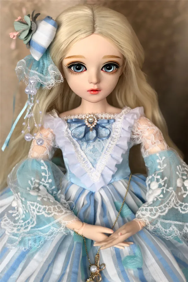 blond hair Куклы для девочек SD 60 см, куклы для девочек BJD с платьем, парики, обувь, игрушки для красоты, макияж,, ручная работа, 1/3, силиконовая кукла - Цвет: blond hair