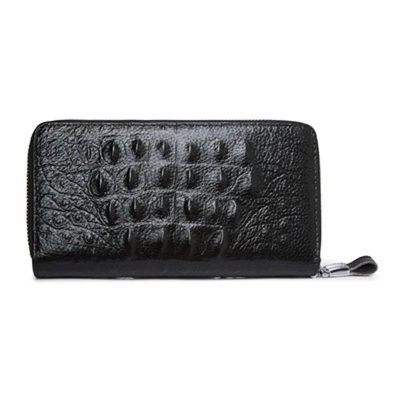 Мужской кошелек с крокодиловым узором клатч из натуральной кожи на двойной