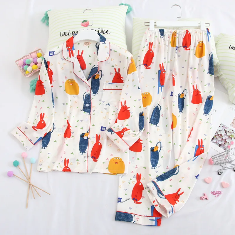 Создание 101 шелковые пижамы для женщин милый фруктовый принт с длинными рукавами