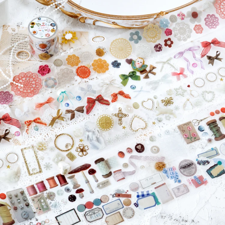 Набор прозрачных клейких лент ручной работы для милых девочек японские наклейки