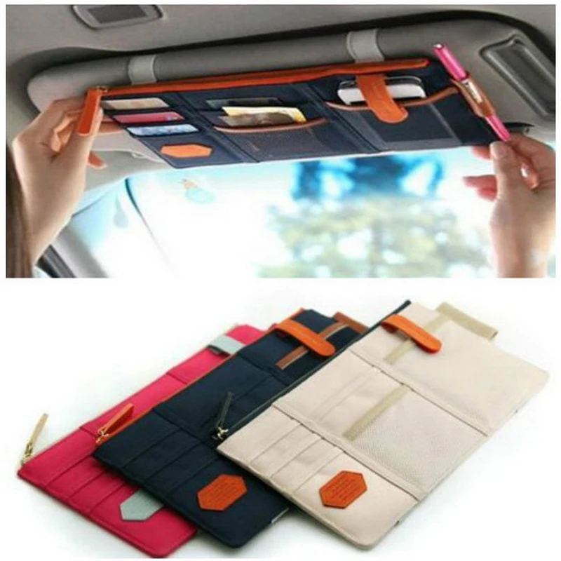 

2021 Interior Accessories Auto Sunshade Cover Car Sun Visor CD Holder Phone Hanging Bag