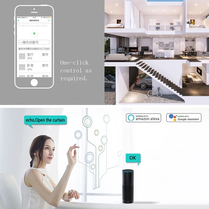 Tuya Smart Life шторка с WIFI переключатель для Электрический моторизованный занавес штора штарки ролика, Google Home, Amazon Alexa Голосовое управление Управление