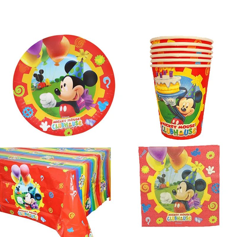 

Cartoon Figure Disney Red Mickey Mickey Mouse Birthday Disposable Tableware Plate Cup Napkin Straw Decoration Party Supplies
