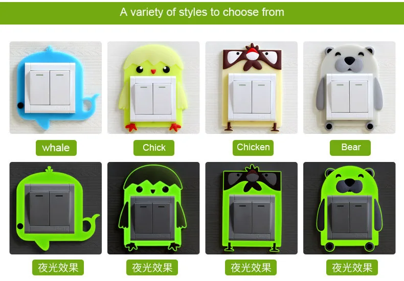 Switch Protection Cover Luminous Switch Stickers Wall Stickers Living Room Bedroom Household Lamp Socket Panel Decoration