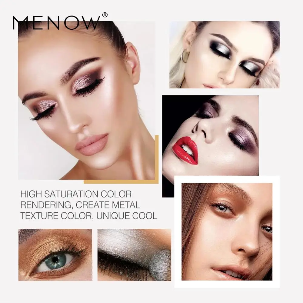 

Menow Diamond Glitter Eyeshadow Nude Single Palette Makeup Shimmer Metallic Eye Shadow Pigment Red Gold Cosmetics