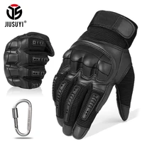 touch screen tactical rubber hard knuckle full finger gloves military army paintball airsoft bicycle combat pu leather glove men