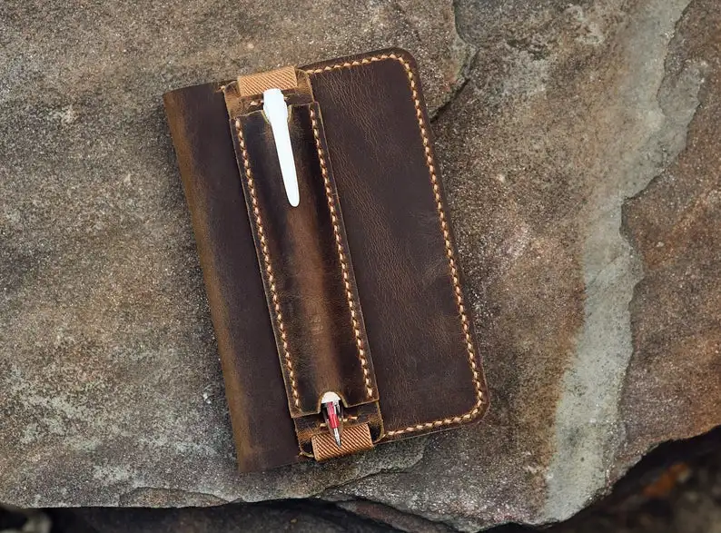 Персонализированный кожаный чехол Moleskine Размер кармана/кожаный для Cahier Volant Journal 3