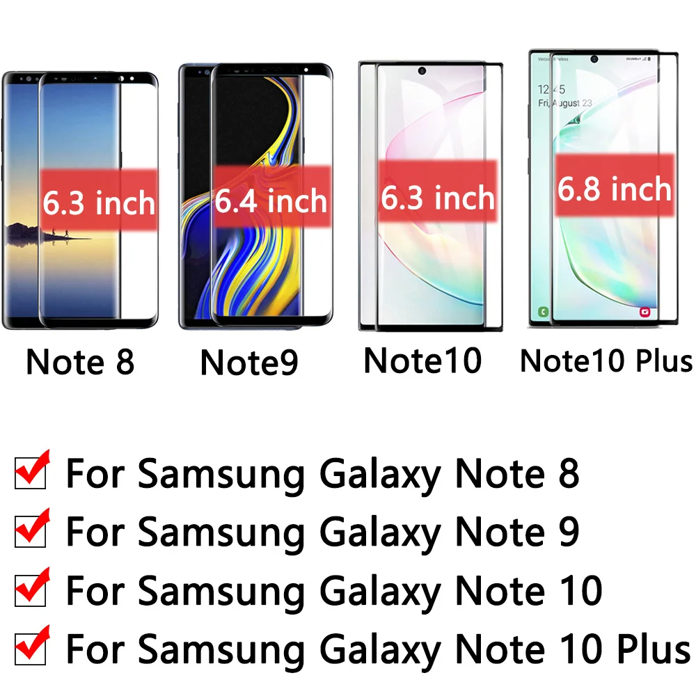 Защитное стекло для samsung Galaxy Note 8 9 10 протектор экрана Note8 Note9 Note10 Plus Galax Tremp Закаленное стекло пленка Броня