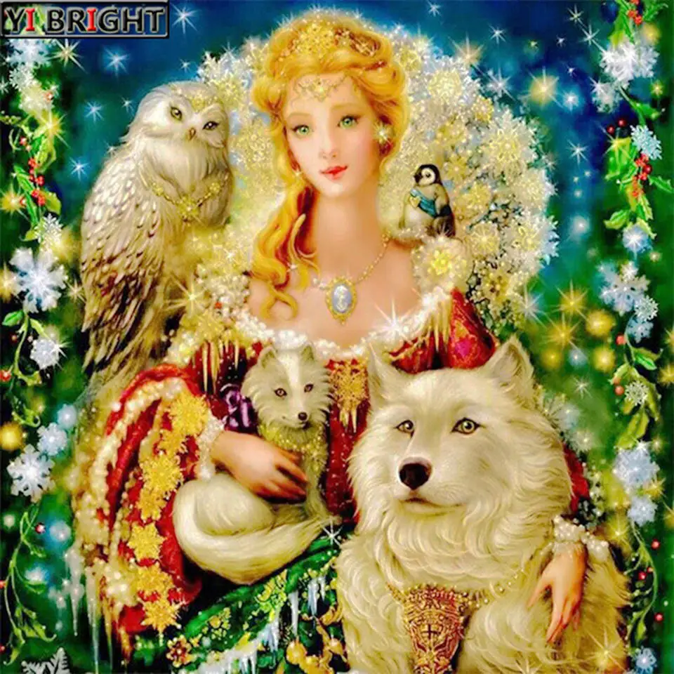 

New full diamond 5D handmade DIY diamond painting "Beauty and the Wolf" 3D embroidery cross stitch home decoration gift mozaïek
