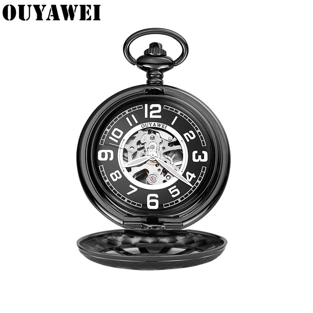 Мужские механические часы OUYAWEI в стиле стимпанк с ручным ветром из нержавеющей