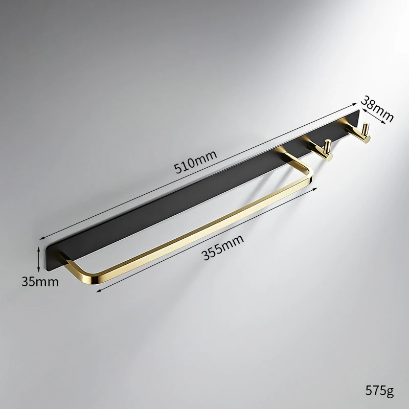 

WJNMONE Gold Towel Rack Robe Hook Wall Mounted Towel Bar Bathroom Organizer Towel Bar Shelf Bathroom Hook Kitchen Wipes Hanging