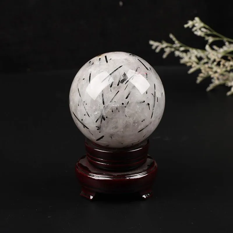 Черный турмалин хрустальный шар кварц драгоценные камни природные минералы