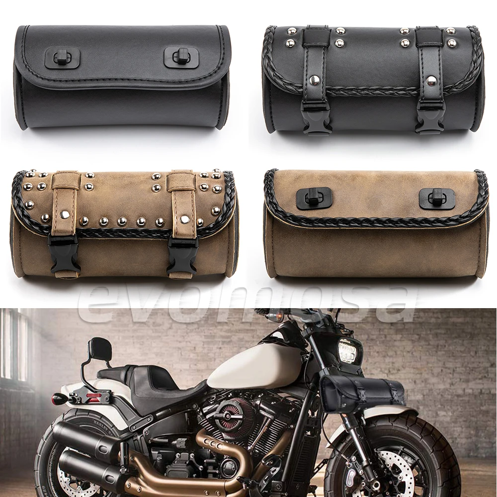 Universal Motorcycle Saddlebag Model Side PU Leather Luggage Saddle bag Storage Tool Pouch For Harley Sportster XL883 XL1200