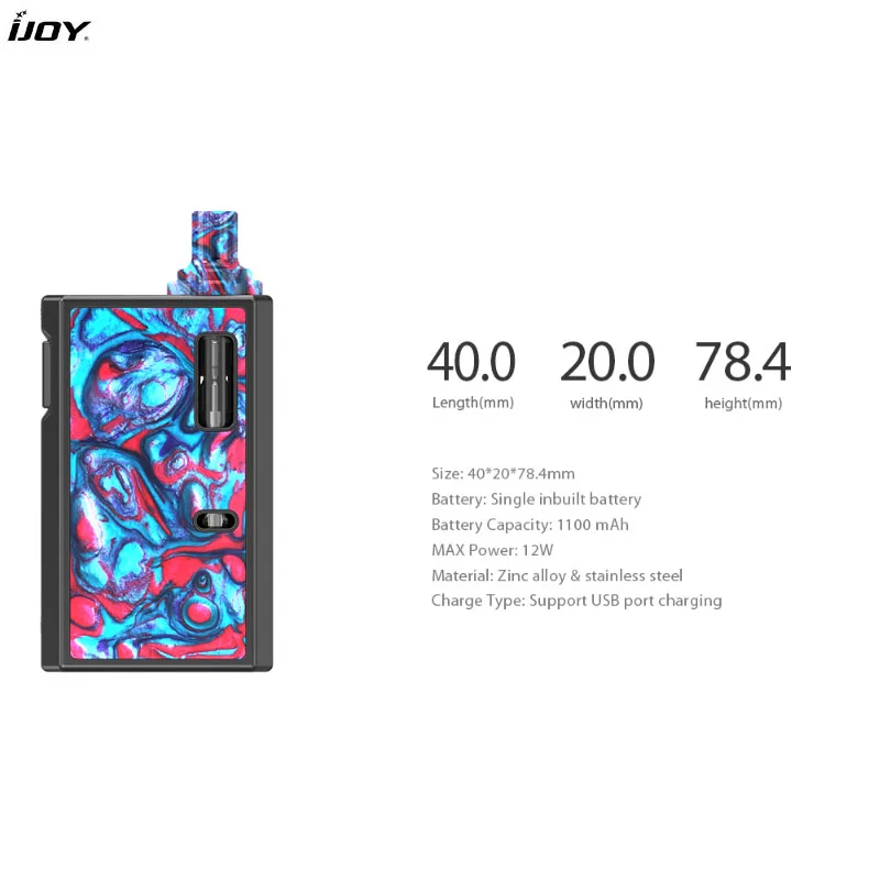 IJOY для вас MERCURY KIT все в одном Pod система Vape Kit 12 Вт Мощность 1100 мАч батарея