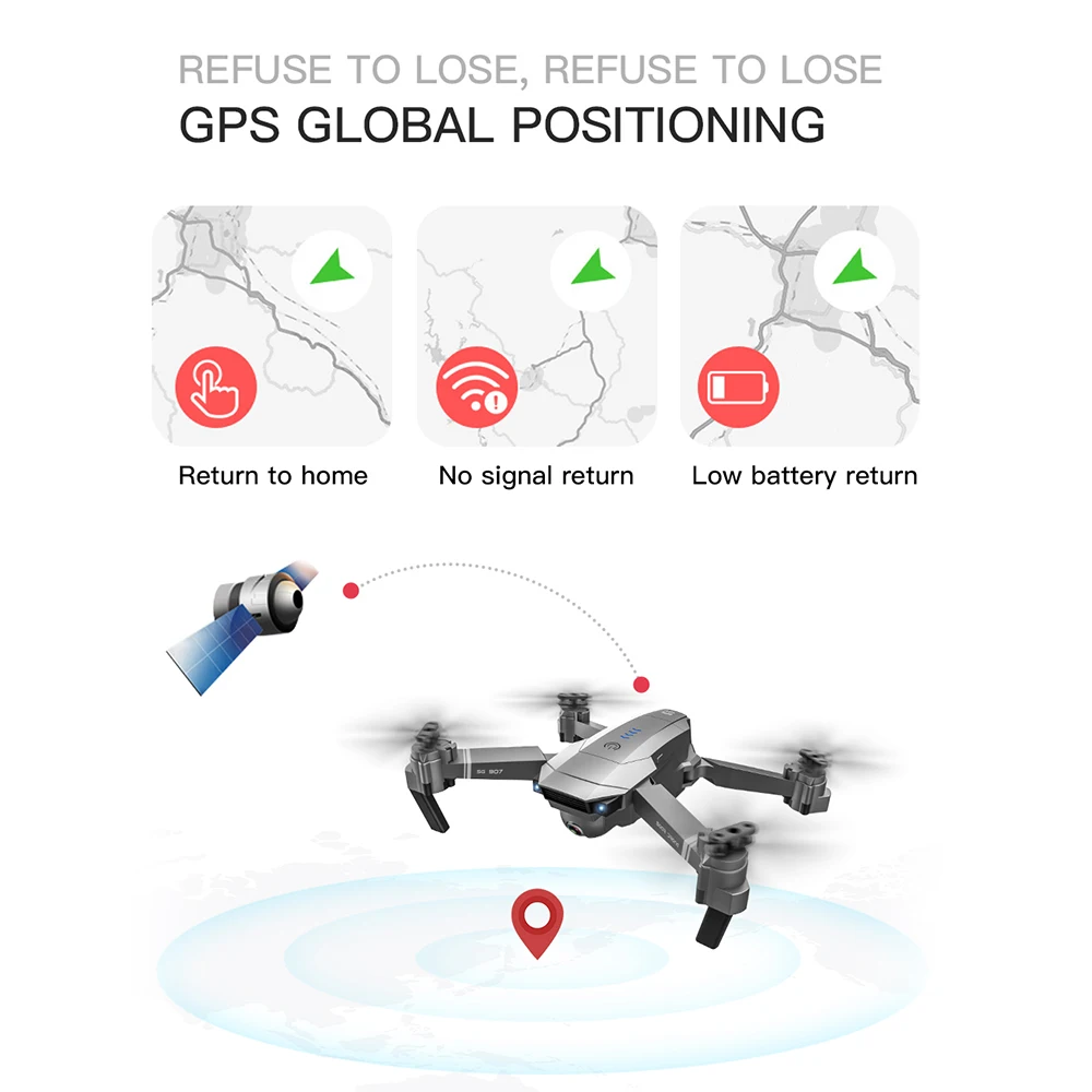 SG907 Дрон с GPS с 4K HD Двойная камера широкий угол 5G wifi FPV RC Квадрокоптер складные дроны Профессиональные с GPS следуем за мной