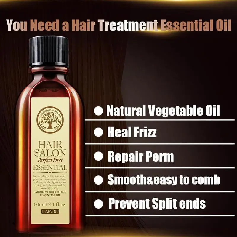 60ml hair Care Treatment Oil Argan Essential Hair For Repairing Dry Damage Growth Keratin Free Clean Curly |
