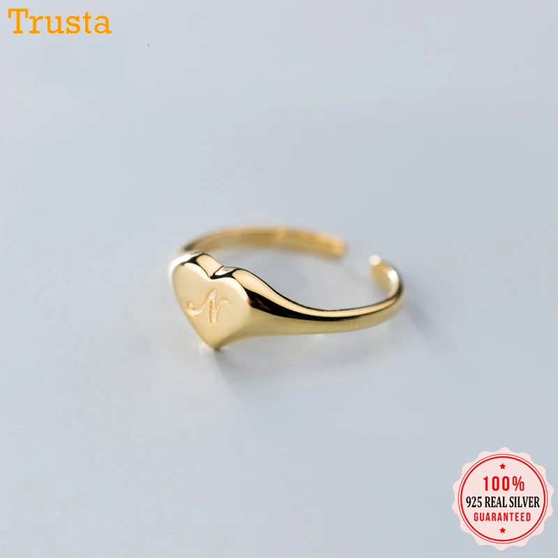 Trustdavis,, 925, твердое Настоящее серебро, золото, буква N, кольца, размер 5, 6, 7, прекрасный подарок для девочек, детей, леди, DA371