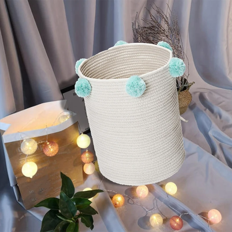 

Large Woven Cotton Rope Storage Basket, Baby Laundry Hamper Storage Bin Baskets, for Organize Toy Diaper Home Decor