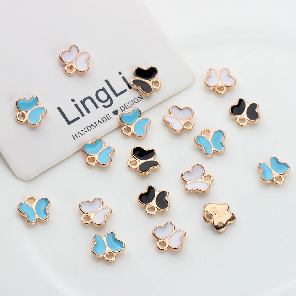 

Zinc Alloy Golden Mini Cute Enamel Butterfly Charms Pendant 50pcs/lot For DIY Fashion Pendant Earrings Making Accessories