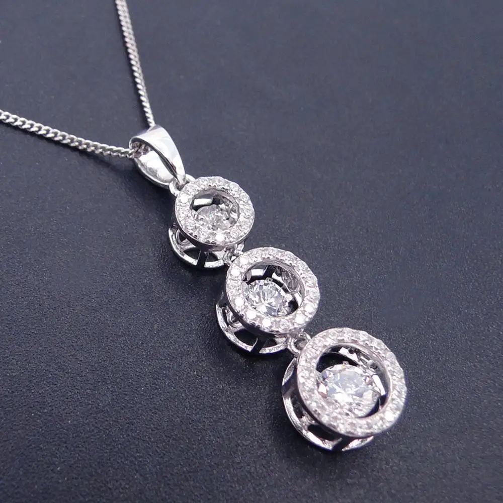 Hot Selling 925 Sterling Silver Moving Jewelry Dancing Diamond Drop Pendant Necklace For Gift | Украшения и аксессуары