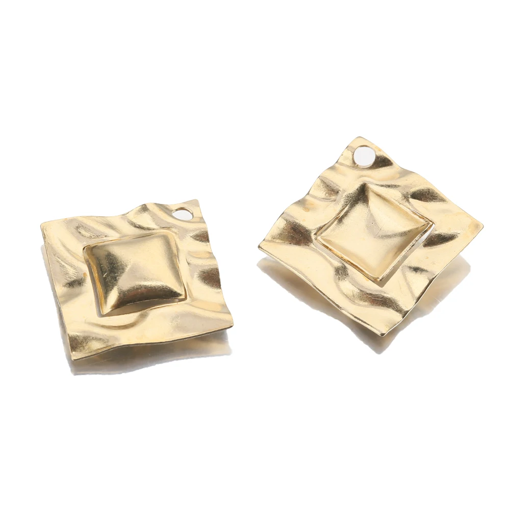 

10Pcs Brass Hammered Square Shaped Handmade Earrings Charms Pendants For Making Jewelry Necklace DIY Accessories