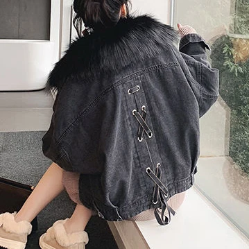 2021 winter new velvet denim jacket women loose little padded jacket women  coat women  winter  Solid  COTTON