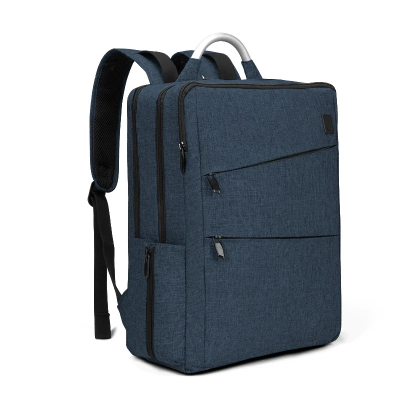 Upgraded Dark Blue CAI, классический, обновленный, деловой, мужской, водонепроницаемый рюкзак, двойной карман, металлическая рука, высокое качество, для ноутбука, мягкий, мужской, модный стиль - Цвет: Upgraded Dark Blue